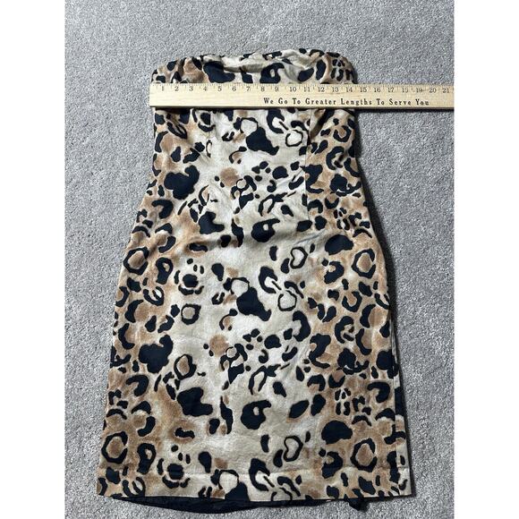 The Limited 90s Y2K Leopard Print Mini Dress 6 Zipper Strapless Sheath Mobwife - Picture 3 of 12